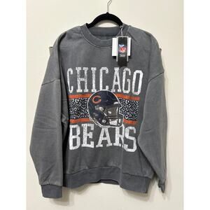 Women's Chicago Bears Gameday Couture Gray Vintage Wash Oversized Crewneck Sz XL